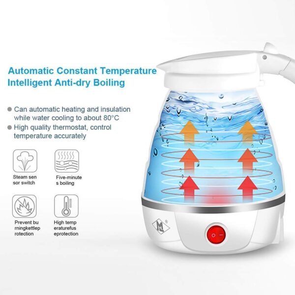 Silicone Foldable Collapsible Electric Water Kettle Camping Boiler